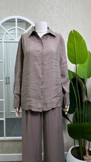 beli lastikli gömlek pantolon takım kahve 2