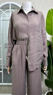 beli lastikli gömlek pantolon takım kahve 3