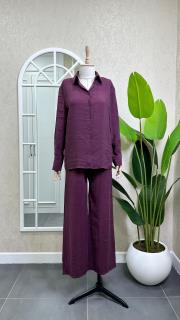 beli lastikli gömlek pantolon takım bordo