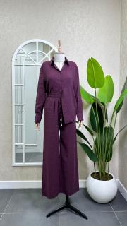 beli lastikli gömlek pantolon takım bordo 3