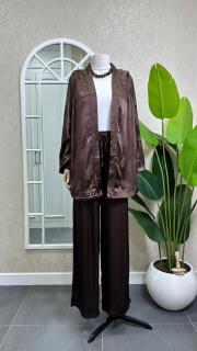 kimono pantolon takım kahve