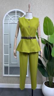 kemerli yelek pantolon takım yeşil