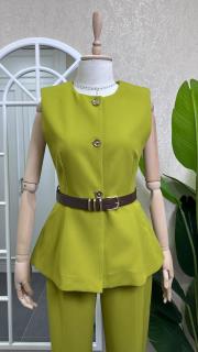 kemerli yelek pantolon takım yeşil 2