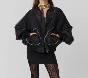 organze detaylı ceket siyah