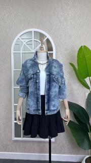 ithal özel yıkama taş detay denim ceket mavi