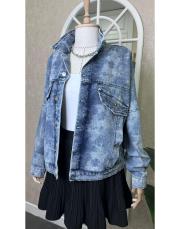 ithal özel yıkama taş detay denim ceket mavi 4