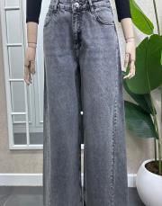 ithal ön dikiş detaylı bol paça jean gri