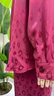 jakar leoparlı taşlı gömlek pantolon takım bordo 3