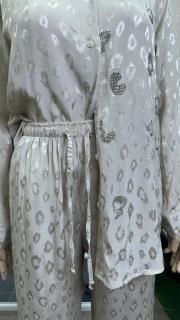 jakar leoparlı taşlı gömlek pantolon takım krem 4