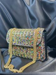 ithl.lüx taşlı omuz çantası renkli