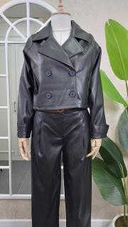 kruvaze yaka reglan kol deri ceket siyah 2