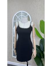 taş askılı mini elbise siyah 2