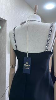 taş askılı mini elbise siyah 3