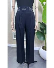 beli lastikli yazı detaylı palazzo pantolon siyah 2