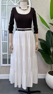 kemerli astarlı uzun etek beyaz 2
