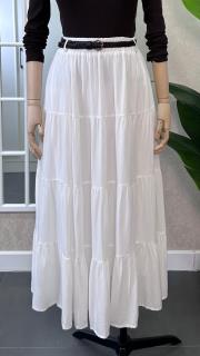 kemerli astarlı uzun etek beyaz 3