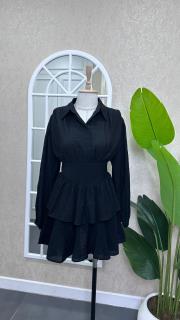 belden oturtmalı mini elbise siyah 2