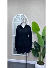 belden oturtmalı mini elbise siyah 3