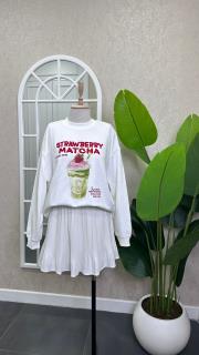 matcha baskılı sweatshırt beyaz 2