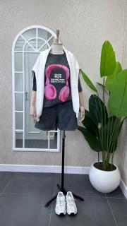 yıkamalı şort antrasit