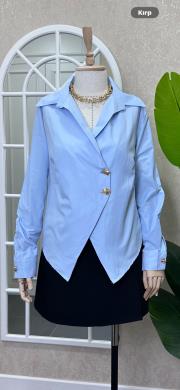 asimetrik kesim gömlek mavi