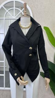 asimetrik kesim gömlek siyah