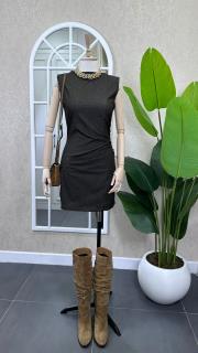 likralı kot elbise kahve