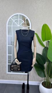 likralı kot elbise lacivert