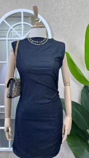 likralı kot elbise lacivert 2