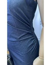 likralı kot elbise lacivert 3