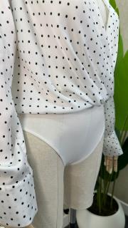 saten puantiyeli çıtçıtlı bluz beyaz 4