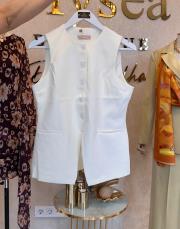 önü düğmeli yelek ekru