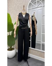 saten aksesuar detaylı takım siyah