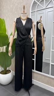 saten aksesuar detaylı takım siyah 2