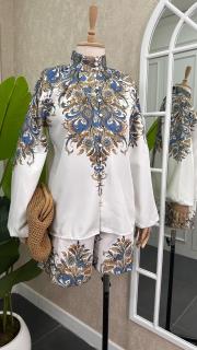 brit düğmeli şortlu takım beyaz 2