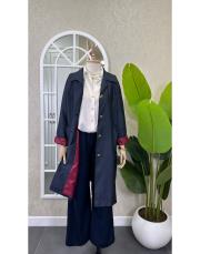 royal renkli astarlı trençkot lacivert 4