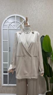 simli şeritli takım krem 2