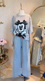 mickey mouse baskılı tşört gri