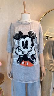 mickey mouse baskılı tşört gri 3