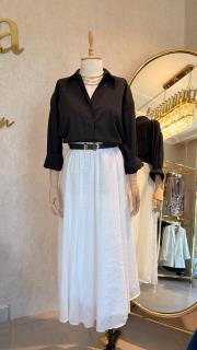 dokulu kloş etek beyaz