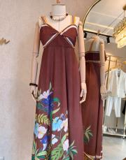 düğüm model askılı elbise kahve