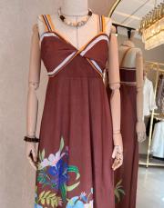 düğüm model askılı elbise kahve 3