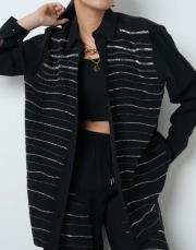 boncuk işlemeli gömlek siyah