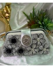 ithal crystal bloom çanta gümüş