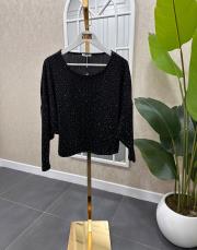 taş işlemeli simli bluz siyah