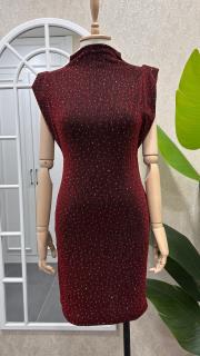 taşlı simli elbise kırmızı 2