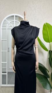 düğme detaylı elbise siyah 2