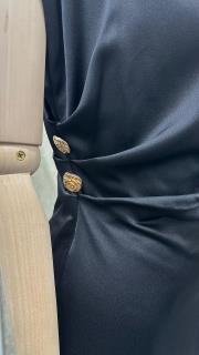 düğme detaylı elbise siyah 3