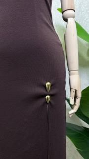 yırtmaçlı triko uzun elbise kahve 3