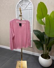 oval yaka ince triko kazak pembe